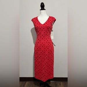 NWT Maggy London Elegant Red Patterned Dress sz 2